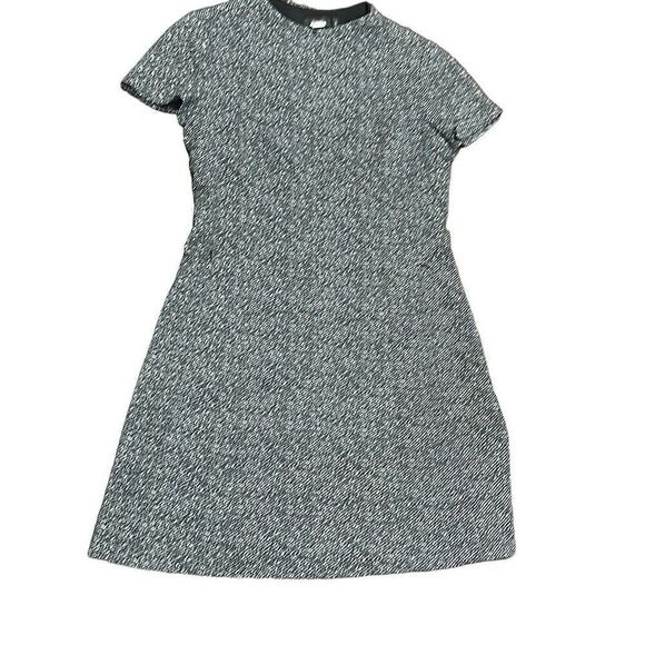 THEORY Black White Gray Abstract A Line Short Sleeve Shift Dress With Zippered P - Picture 1 of 6